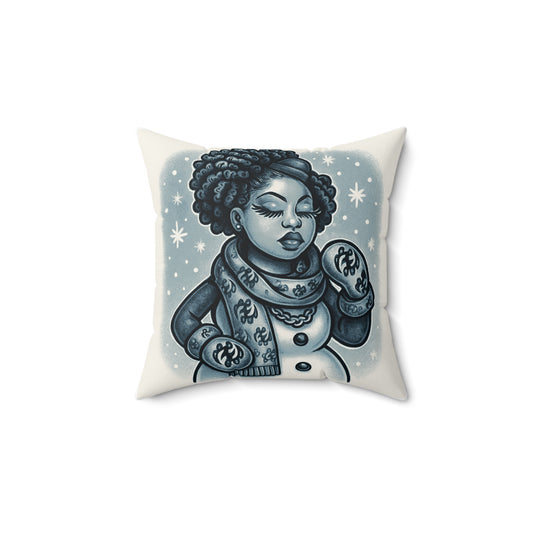 Winter-Themed Decorative Pillow - Let it Snow & Cozy Snow Lady Design