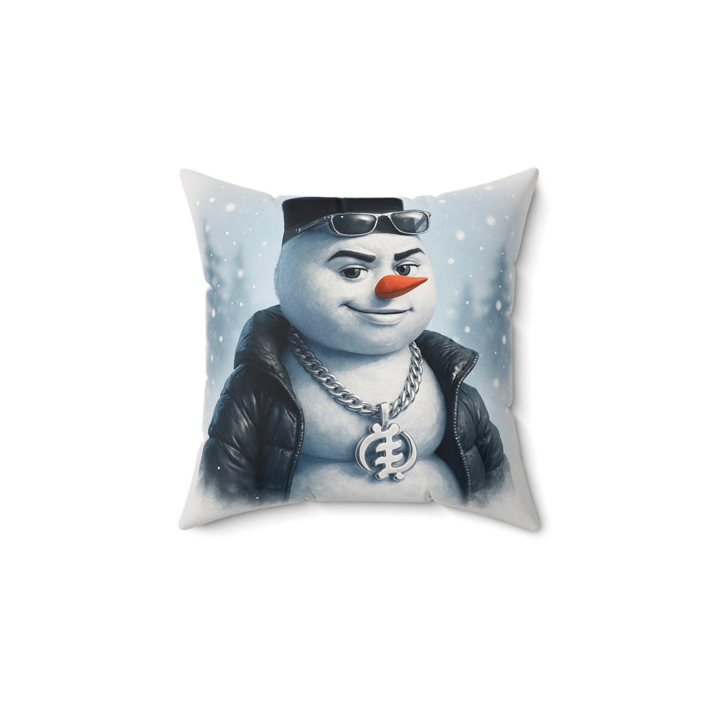 Winter Vibes Square Pillow - Let it Snow & Cool Snowman Design