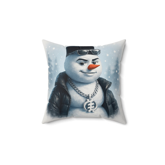 Winter Vibes Square Pillow - Let it Snow & Cool Snowman Design