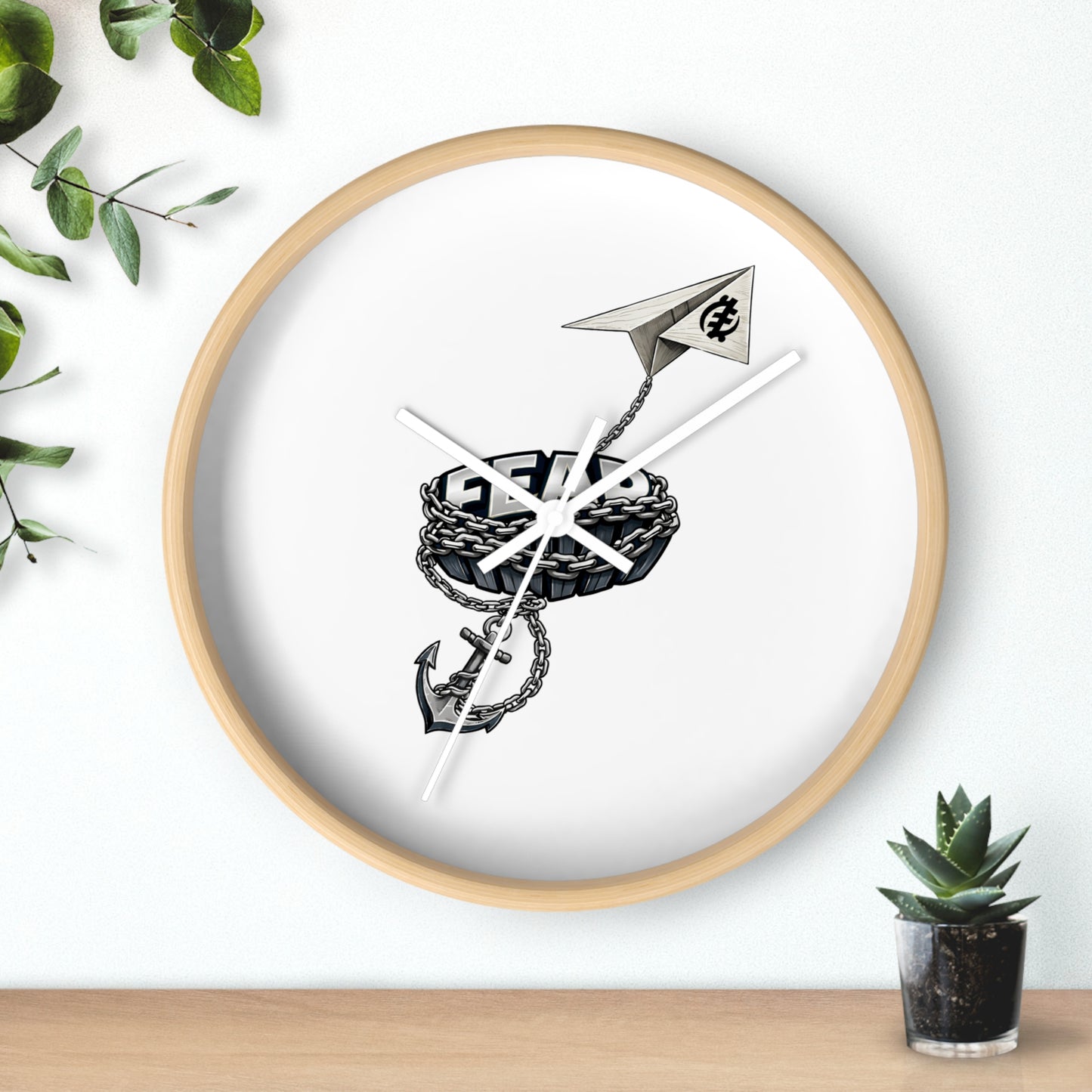 Nautical Anchor & Paper Plane Wall Clock — Minimalist Maritime Timepiece