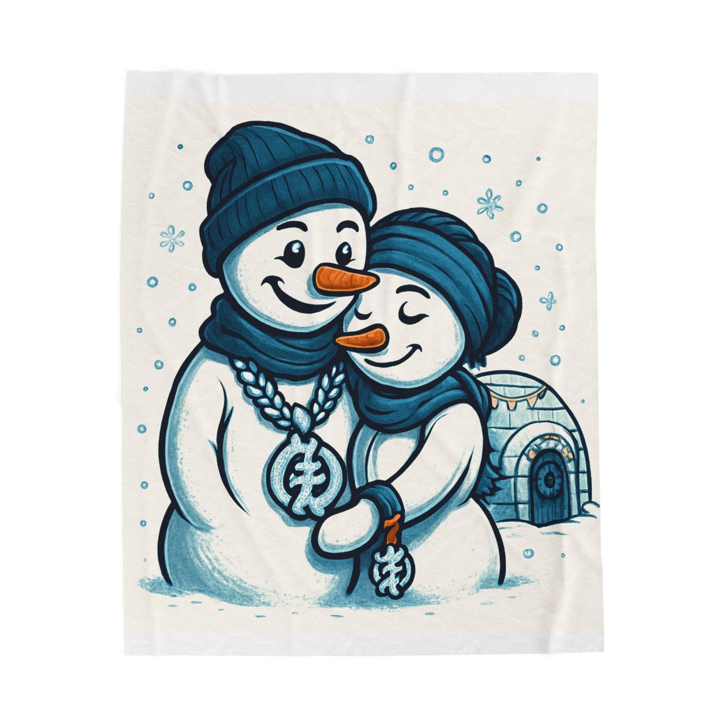 Cozy Snowman Couple Velveteen Plush Blanket