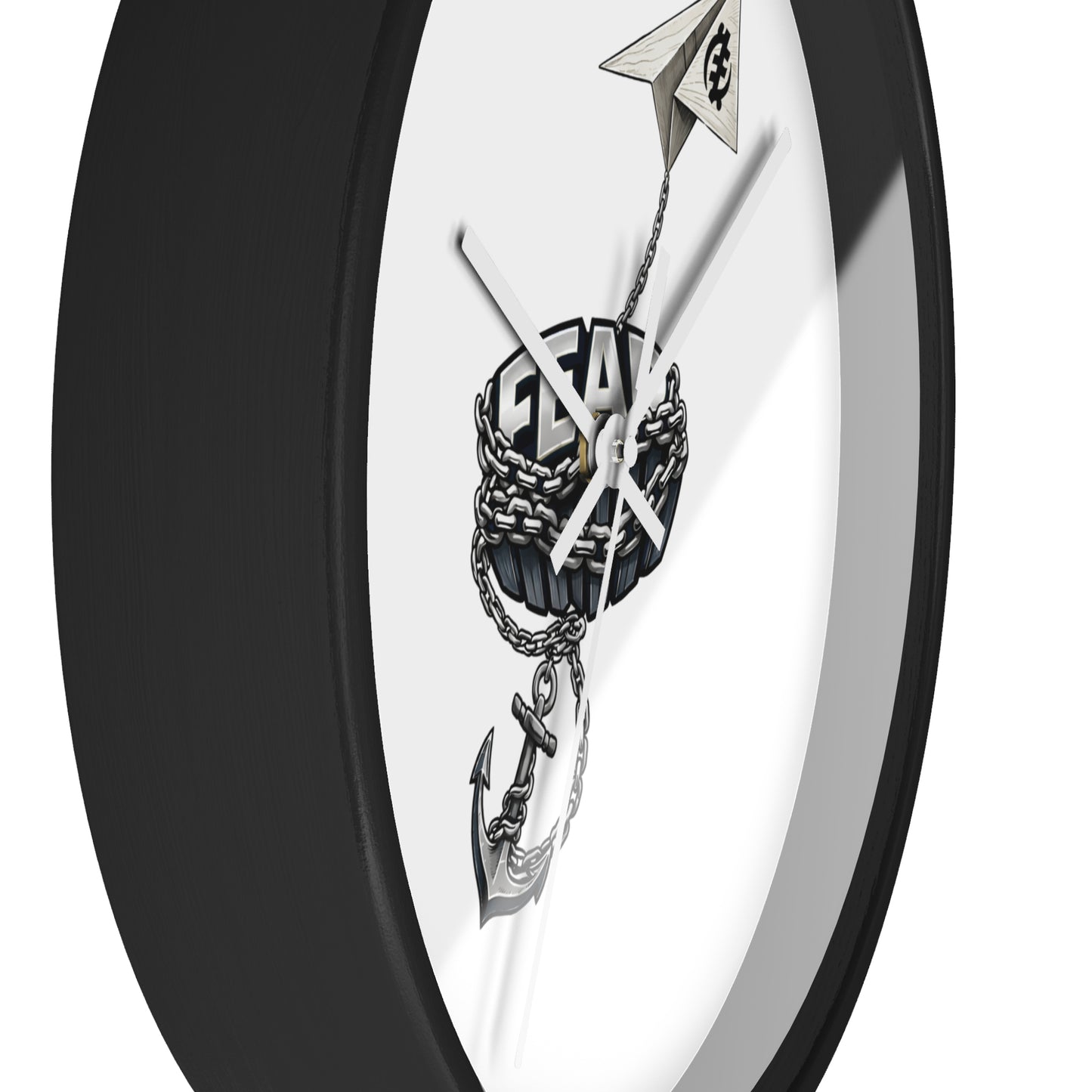 Nautical Anchor & Paper Plane Wall Clock — Minimalist Maritime Timepiece