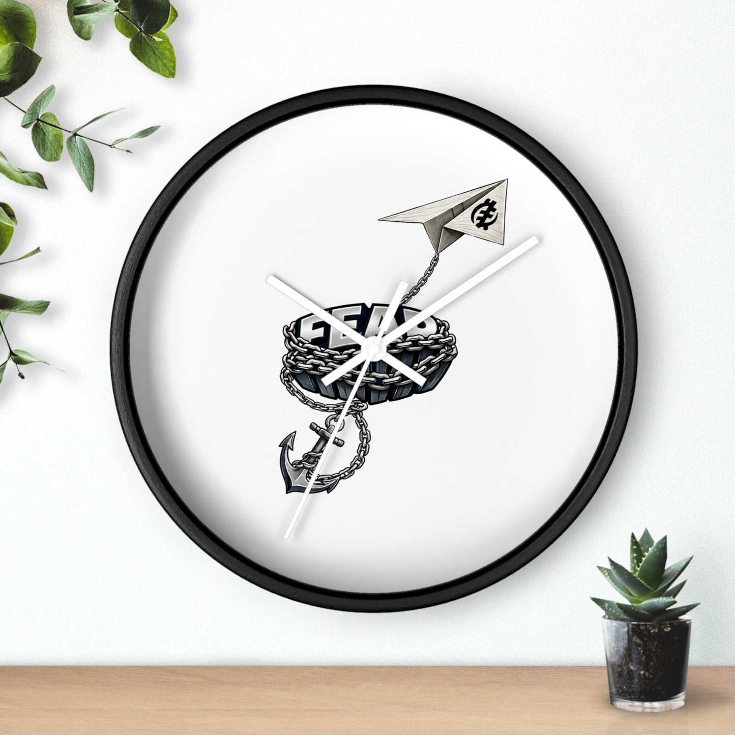 Nautical Anchor & Paper Plane Wall Clock — Minimalist Maritime Timepiece