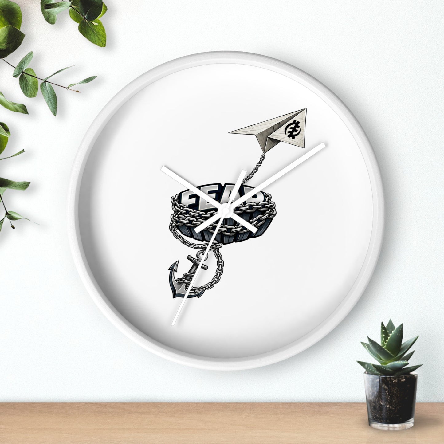 Nautical Anchor & Paper Plane Wall Clock — Minimalist Maritime Timepiece