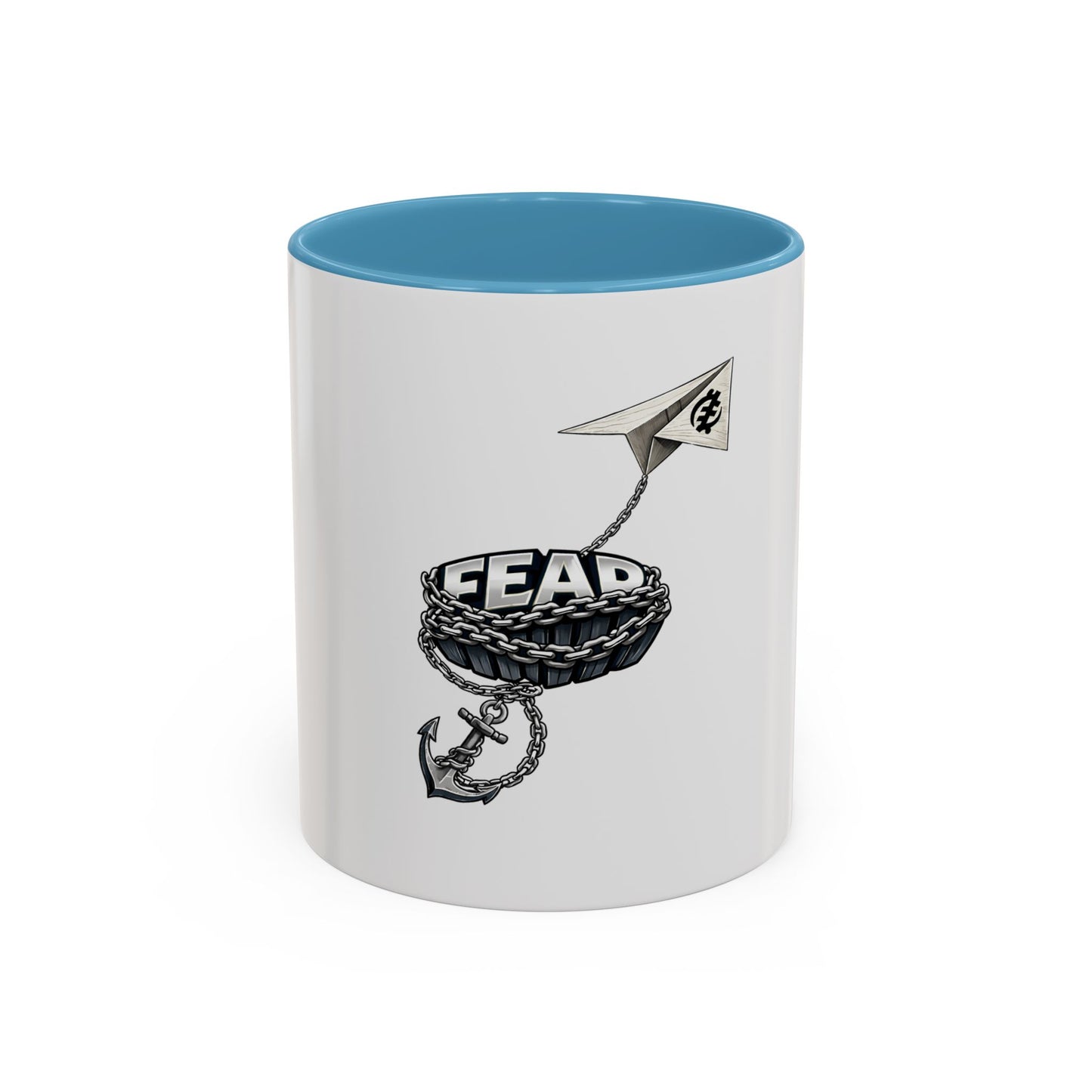 Anchor & Chain Coffee Mug — Nautical 'Fear' Design Accent Mug