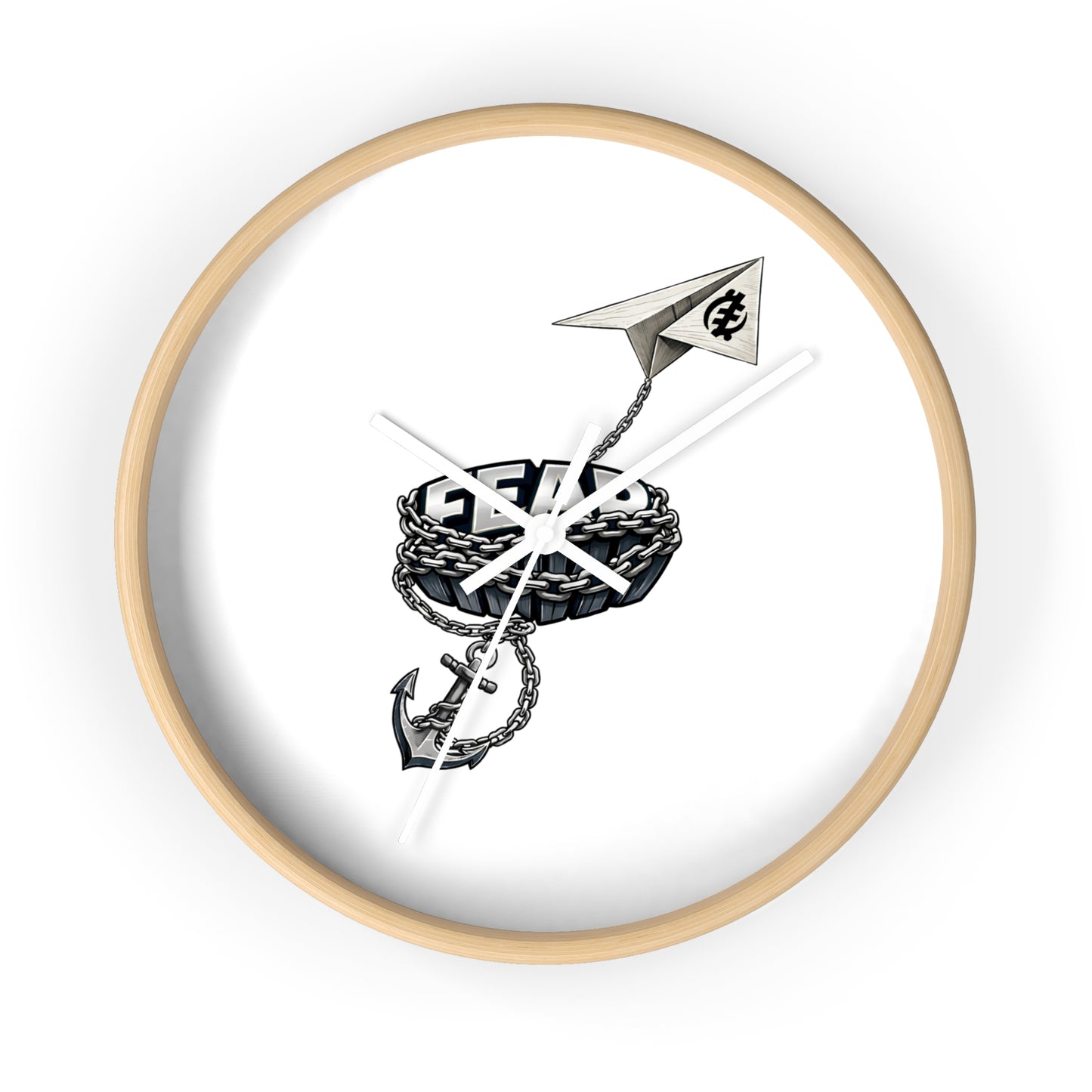 Nautical Anchor & Paper Plane Wall Clock — Minimalist Maritime Timepiece