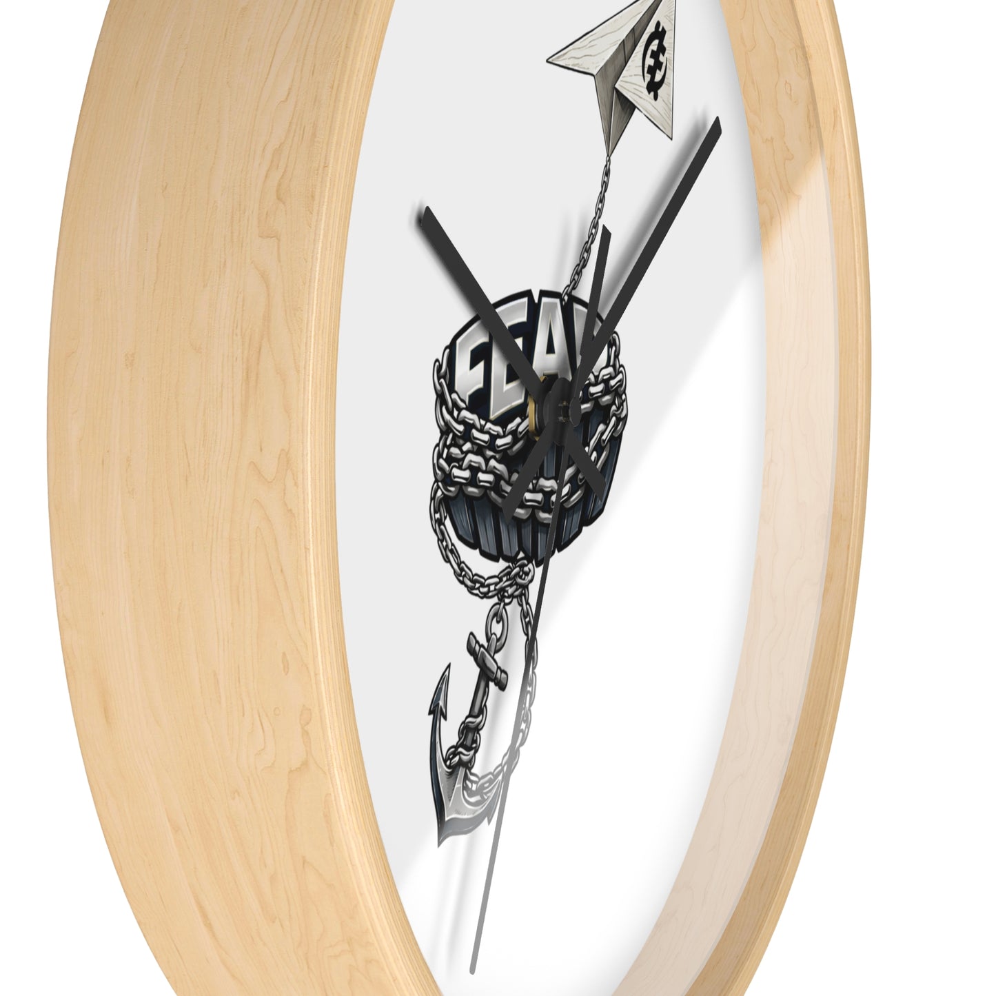 Nautical Anchor & Paper Plane Wall Clock — Minimalist Maritime Timepiece