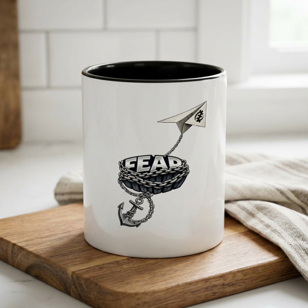 Anchor & Chain Coffee Mug — Nautical 'Fear' Design Accent Mug