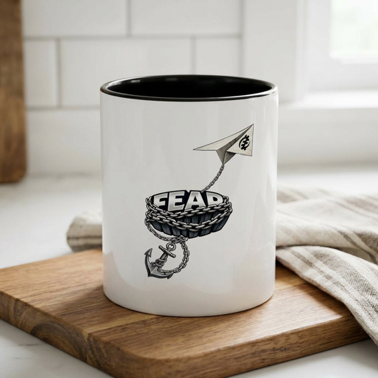 Anchor & Chain Coffee Mug — Nautical 'Fear' Design Accent Mug