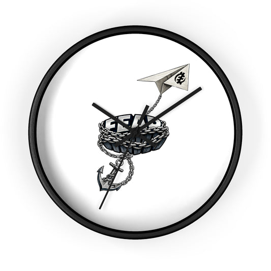 Nautical Anchor & Paper Plane Wall Clock — Minimalist Maritime Timepiece