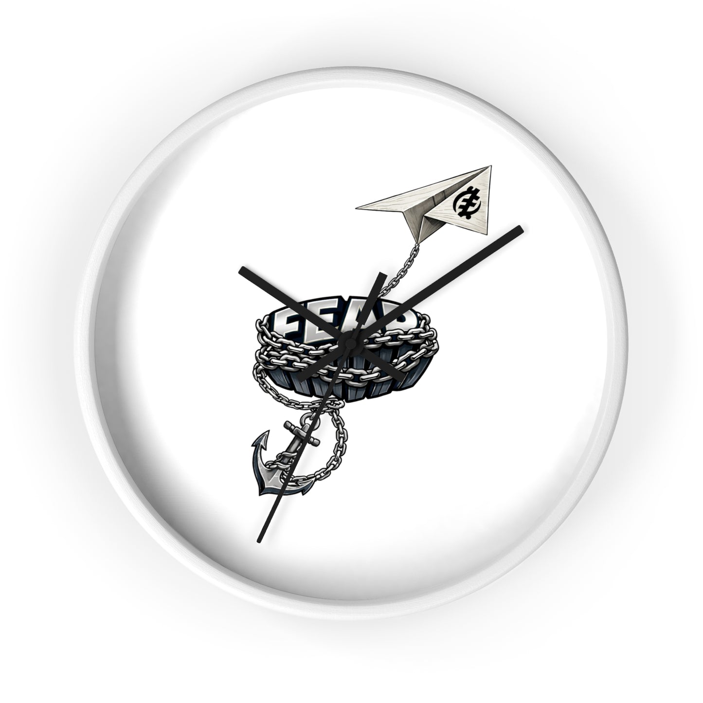 Nautical Anchor & Paper Plane Wall Clock — Minimalist Maritime Timepiece