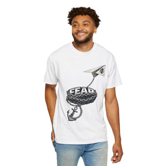Fear Anchor Graphic T-Shirt — Paper Plane & Tire Ring Illustration