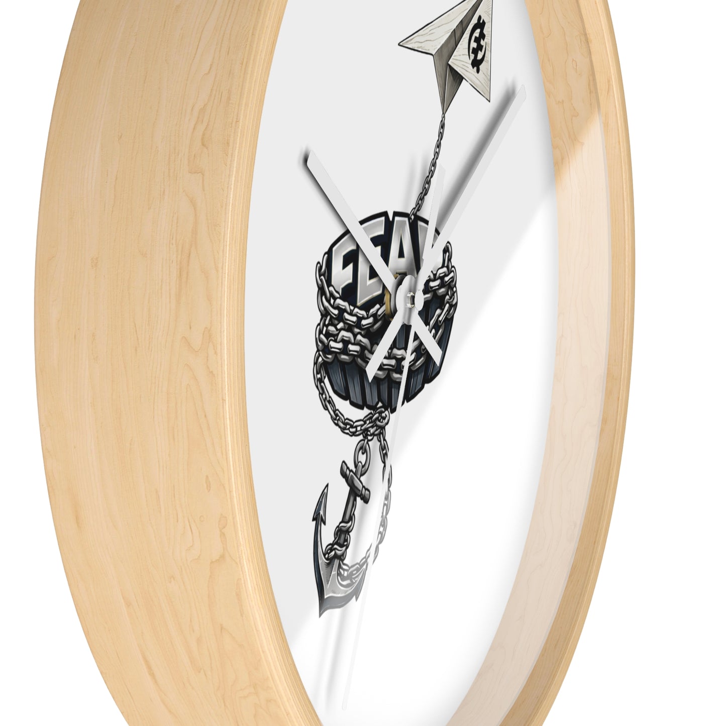 Nautical Anchor & Paper Plane Wall Clock — Minimalist Maritime Timepiece