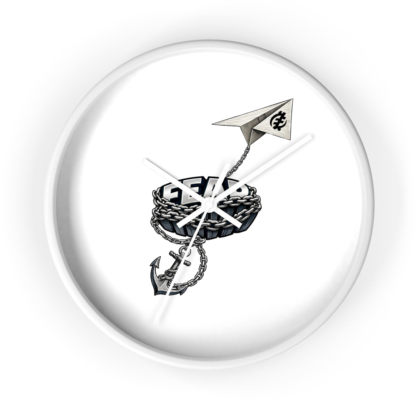 Nautical Anchor & Paper Plane Wall Clock — Minimalist Maritime Timepiece