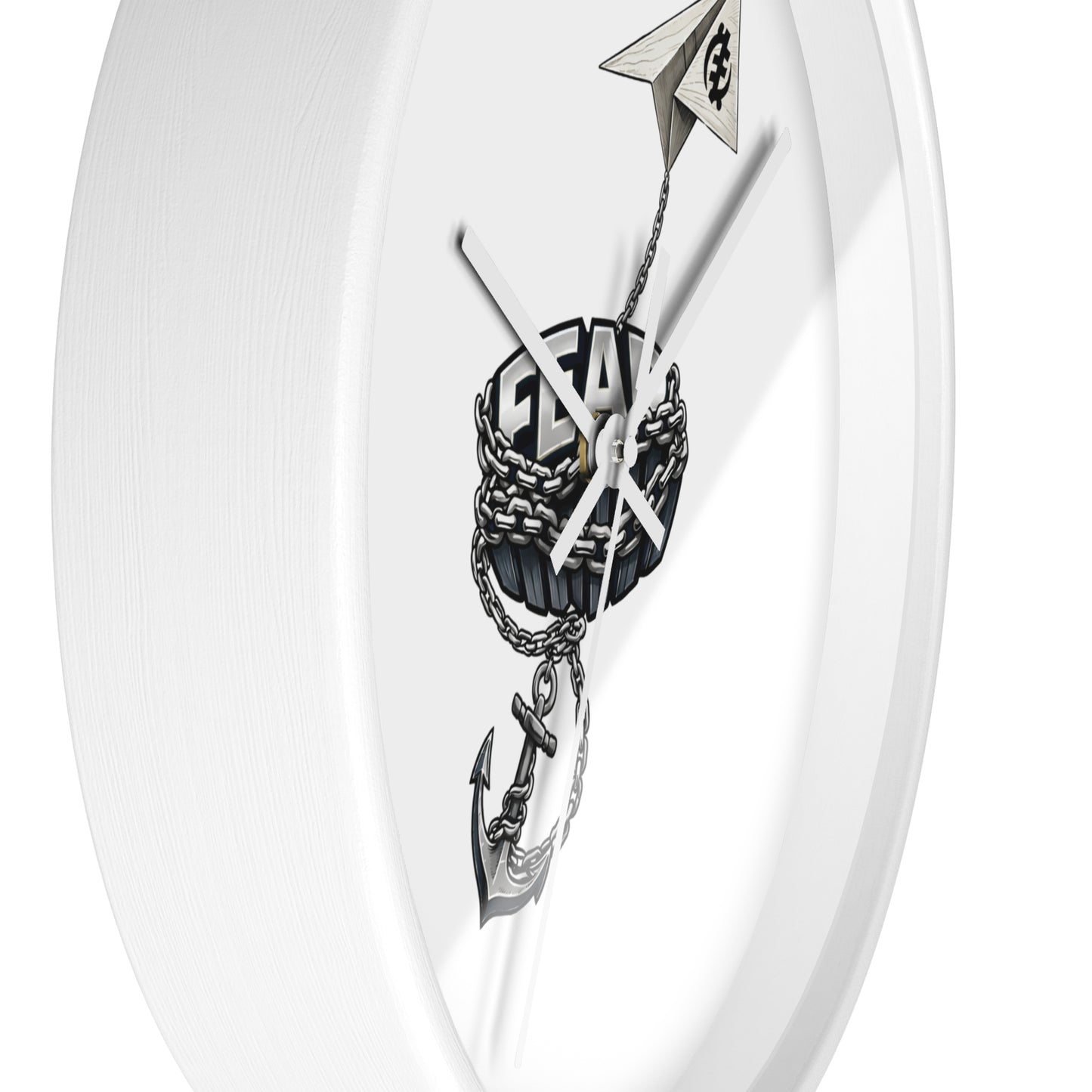 Nautical Anchor & Paper Plane Wall Clock — Minimalist Maritime Timepiece