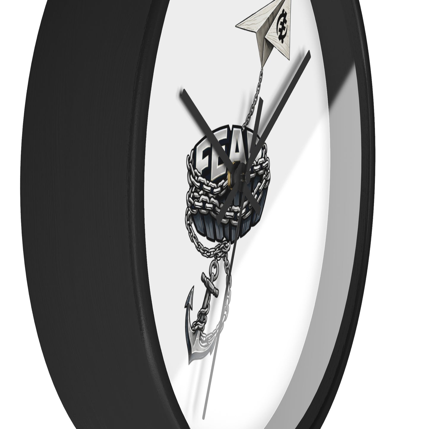 Nautical Anchor & Paper Plane Wall Clock — Minimalist Maritime Timepiece