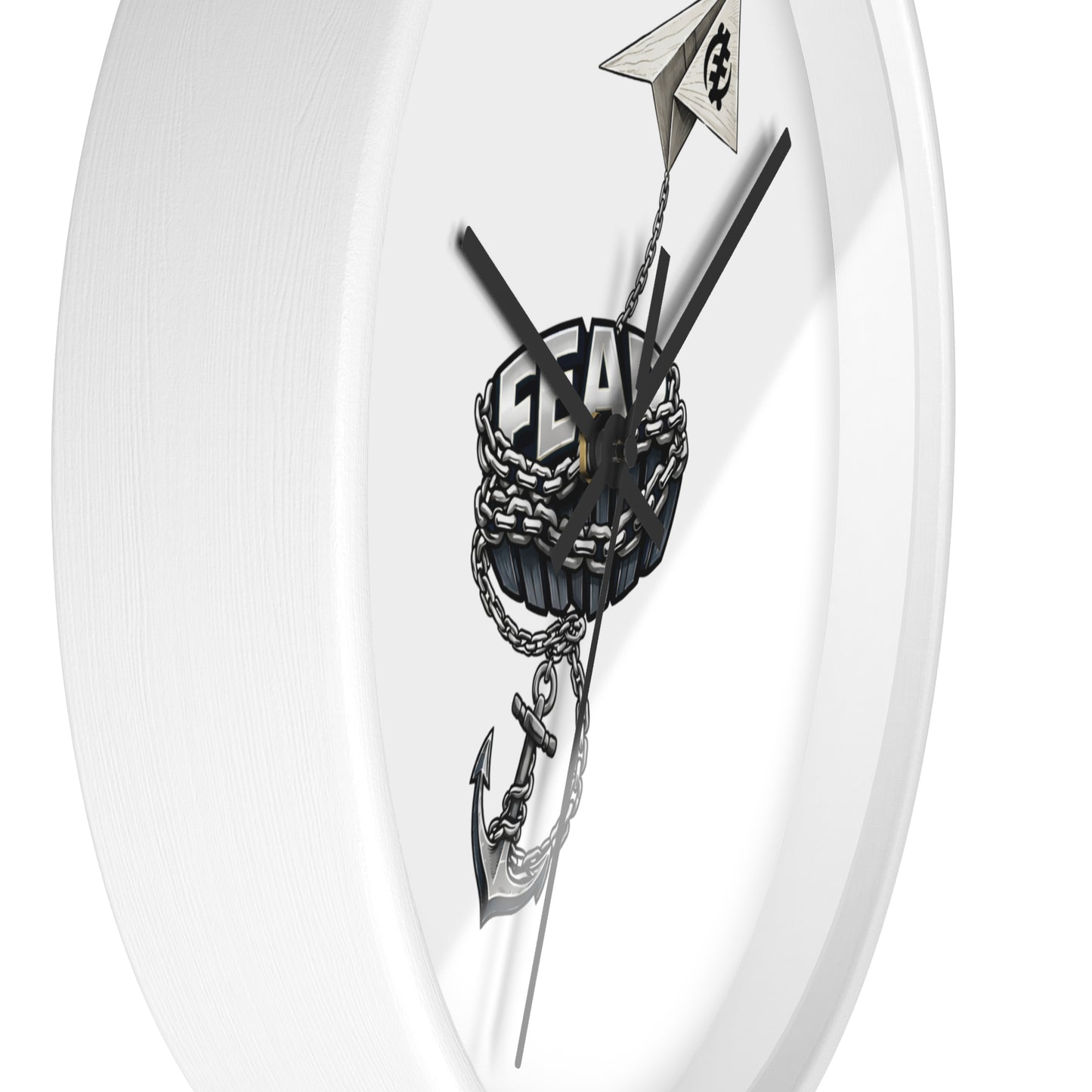 Nautical Anchor & Paper Plane Wall Clock — Minimalist Maritime Timepiece