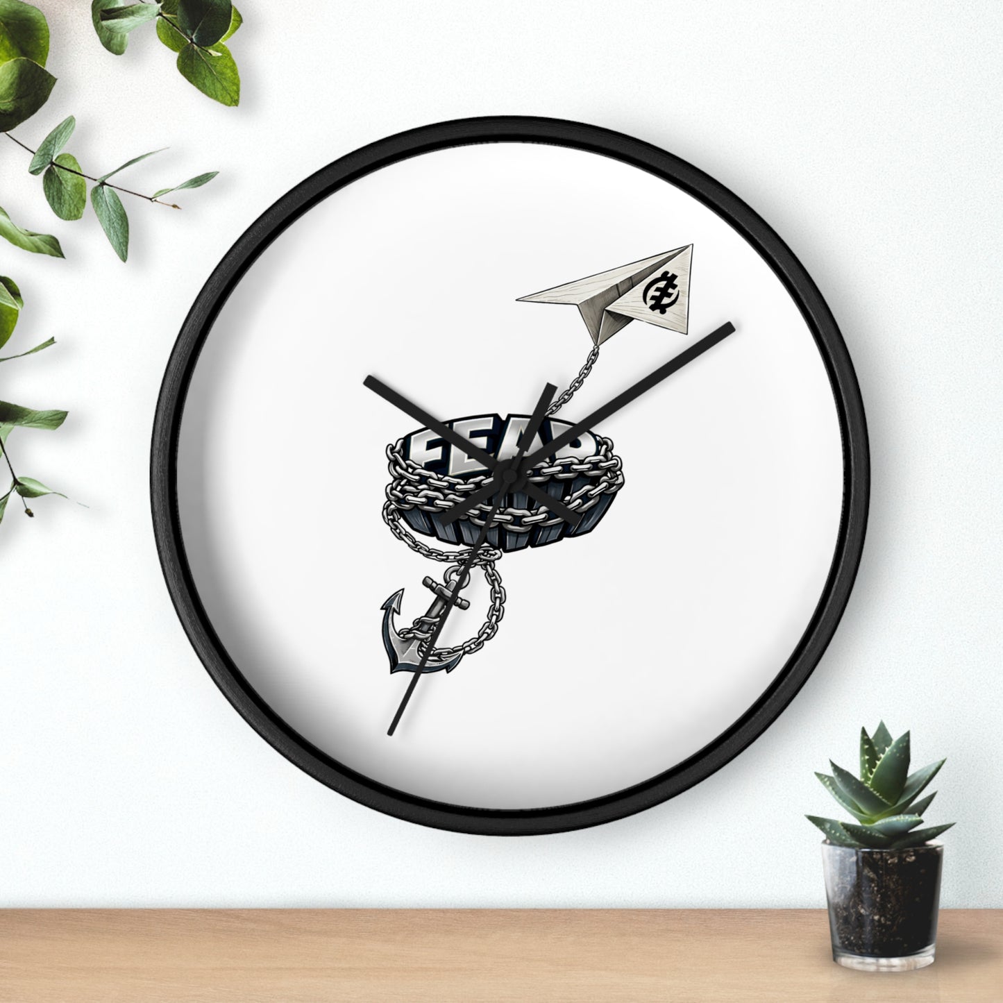 Nautical Anchor & Paper Plane Wall Clock — Minimalist Maritime Timepiece